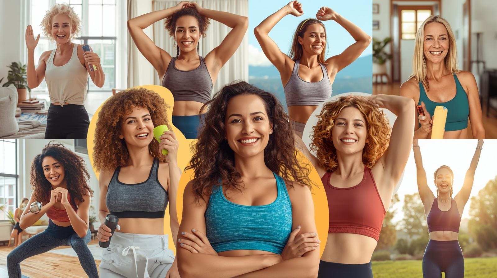 Ilustração de mulheres fitness de várias idades